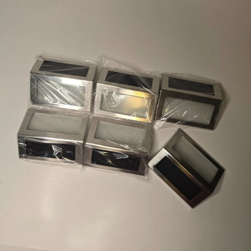Solar Power Stairs Lights Outdoor Pathway Wall Fence Deck White Light 6 Pack